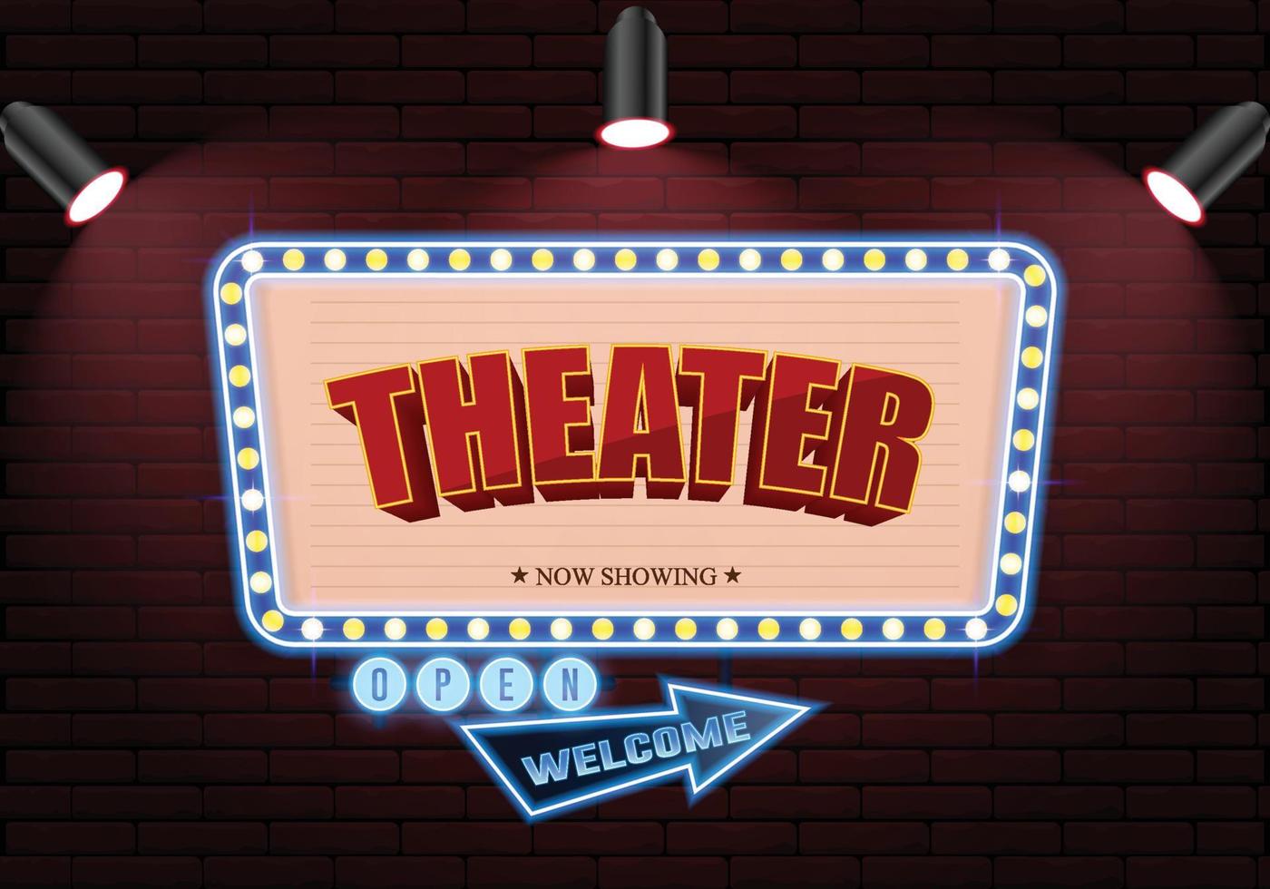 Theater with Sparking Neon Color vector