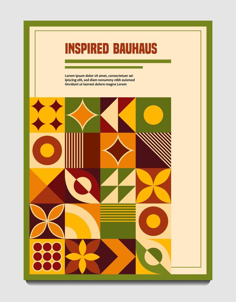 Template with abstract geometric forms. Good for flyer, cover design, poster art, decorative print, invitation. Bauhaus style. Vertical composition. Vector illustration