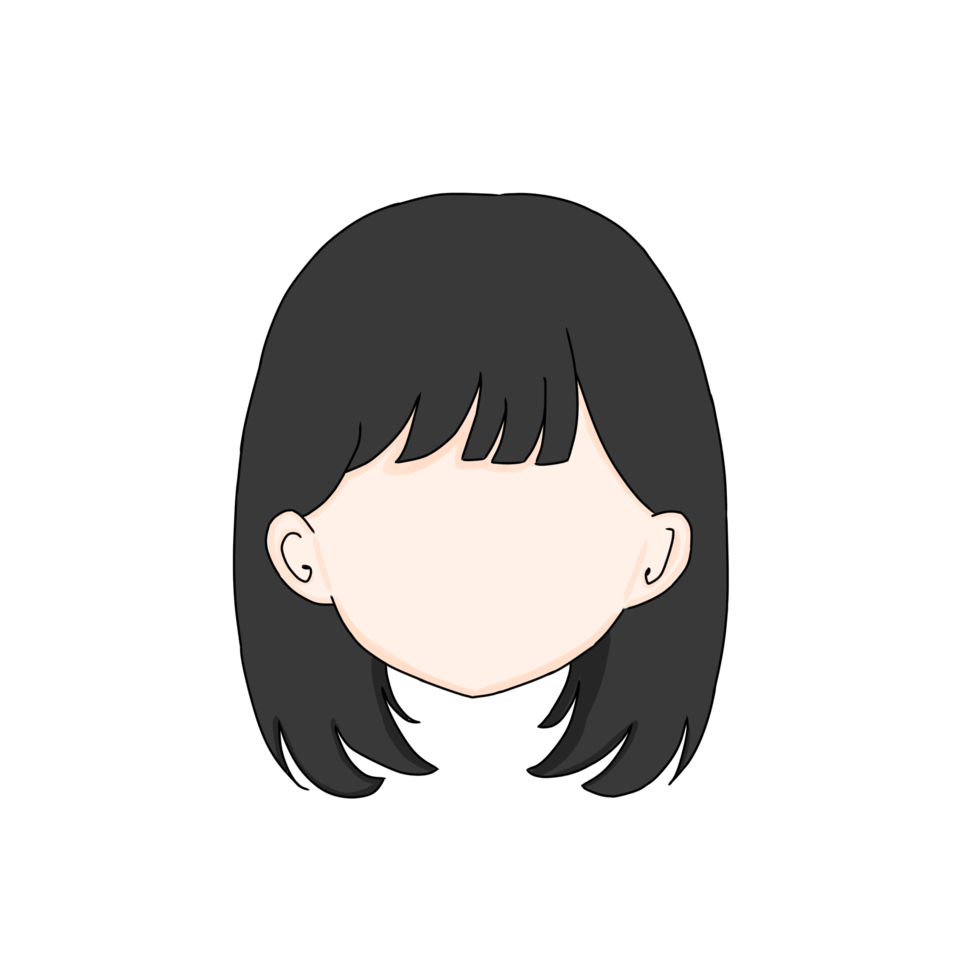 carino donne viso con nero capelli png