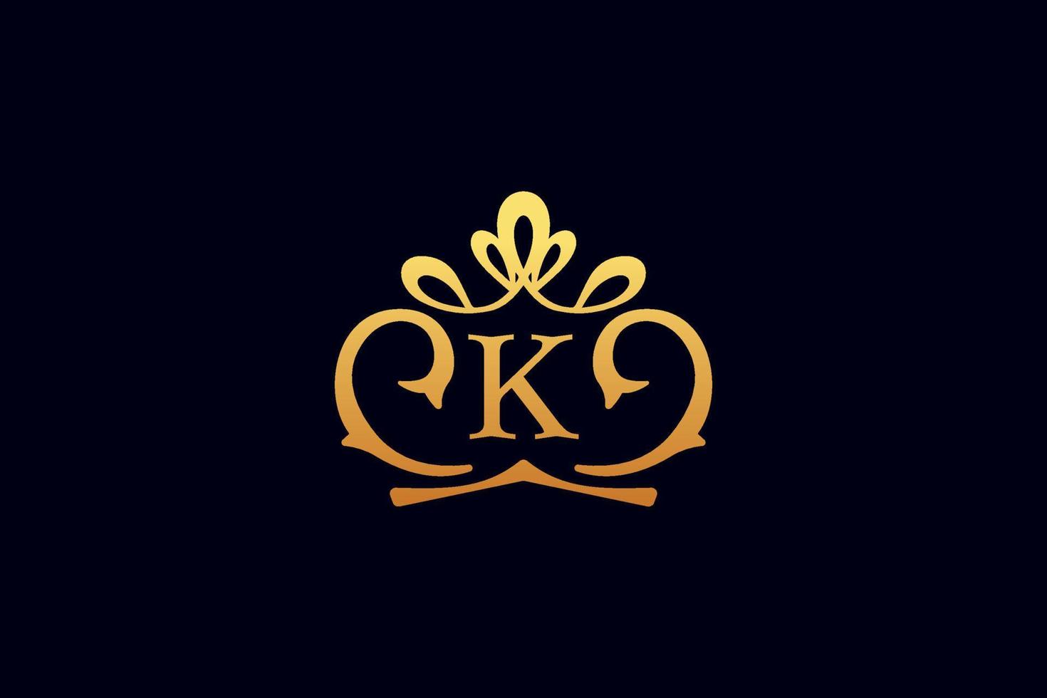 logotipo de lujo letras k oro con logotipo de corona vector