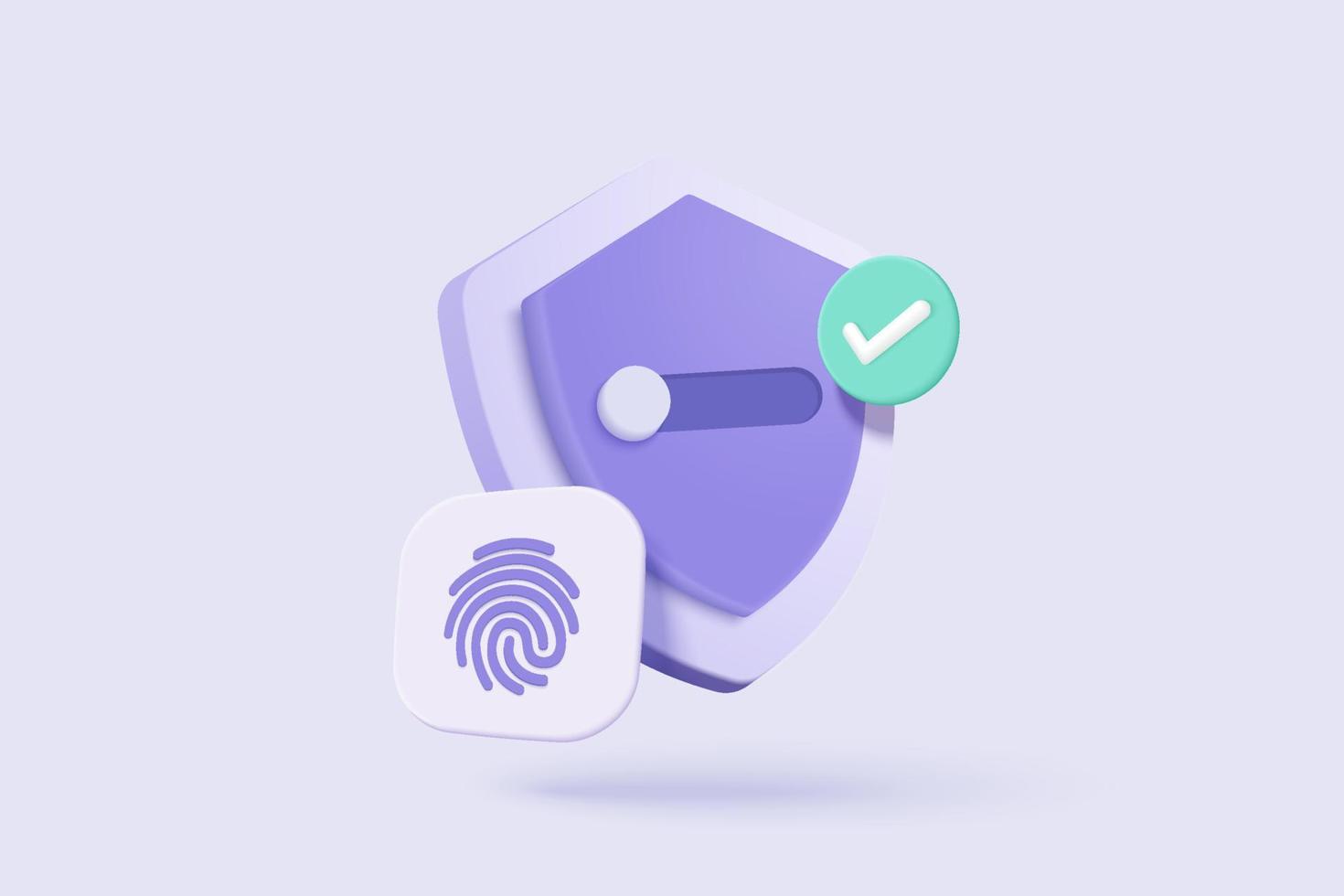 3d fingerprint cyber secure icon. Digital security authentication concept. finger scan for authorization, identity. 3d fingerprint scanning sign vector render illustration on purple background