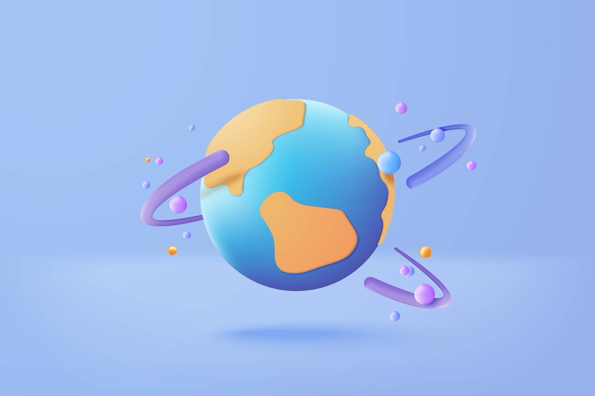 3D earth globe with pinpoints online deliver service, delivery tracking, pin location point