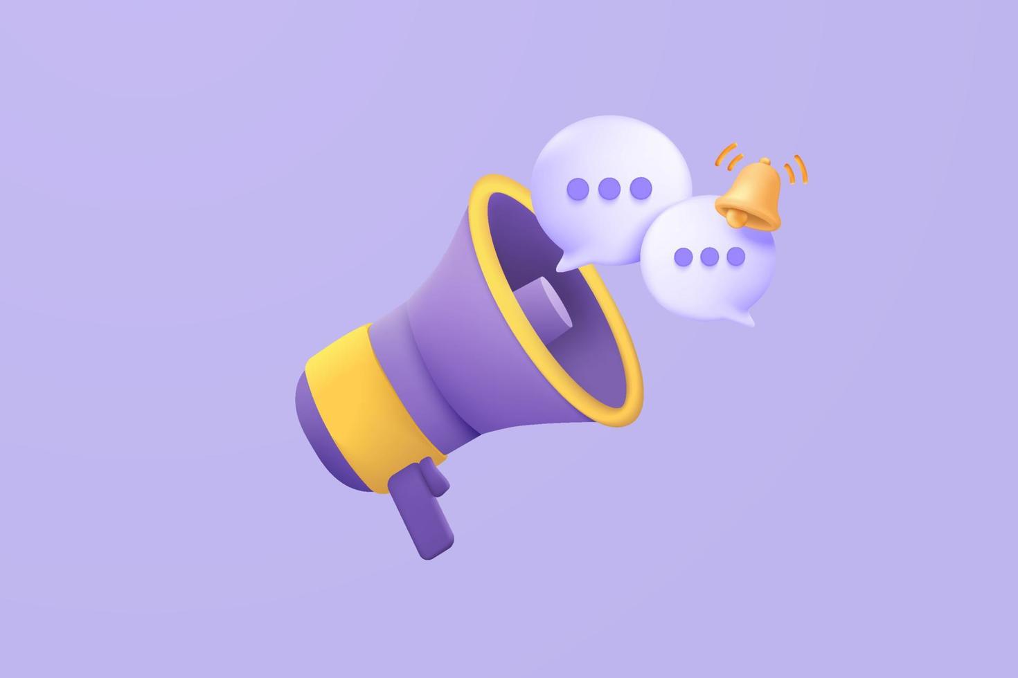 3d megaphone speaker or loudspeaker bullhorn for announce promotion, megaphone loudhailer with microphone mockup , speakerphone 3d vector render for alert and announcement on isolated background
