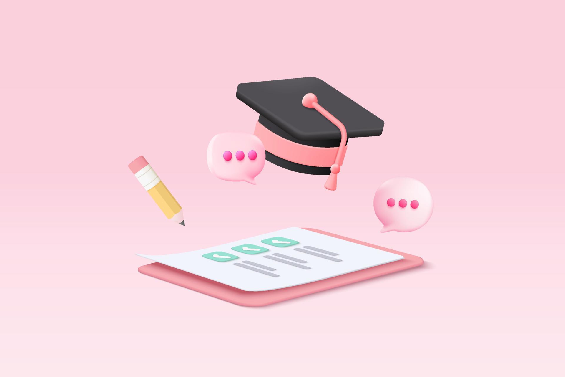 3D graduation of university, college for student concept. graduation