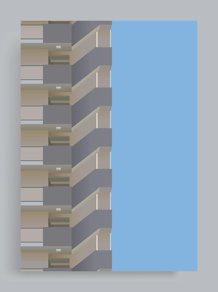 Simple Minimalist Architecture Vector Cover Background. stairs and balconies in apartment level. Buildings, houses, hotels, City. Suitable for posters, book covers, brochures, decorations, booklet.