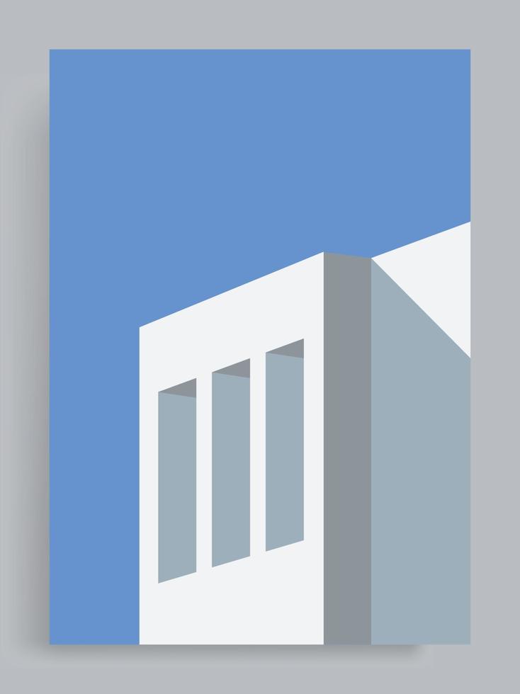 Minimalist architectural vector background. White fence wall with 3 rectangular vents. Suitable for poster, book cover, brochure, decoration, pamphlet, booklet.