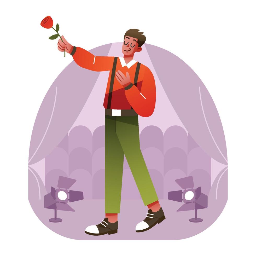 An Actor doing His Role on the Stage vector