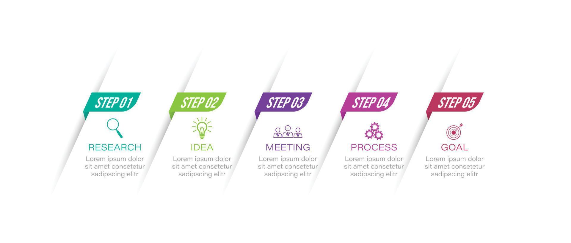 Timeline infographic design element and number options. Business concept with 5 steps. Can be used for workflow layout, diagram, Vector business template for presentation.