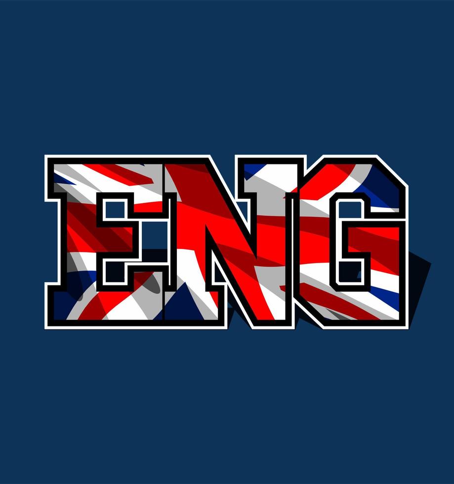 eng escribiendo en la bandera inglesa vector