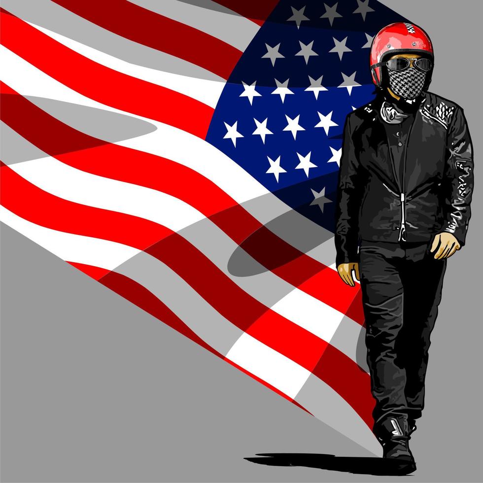 fondo de la bandera americana del motorista vector