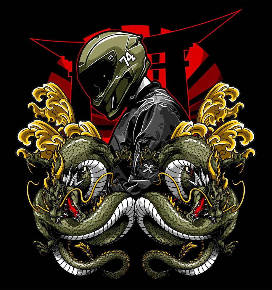 biker and dragon4 vector