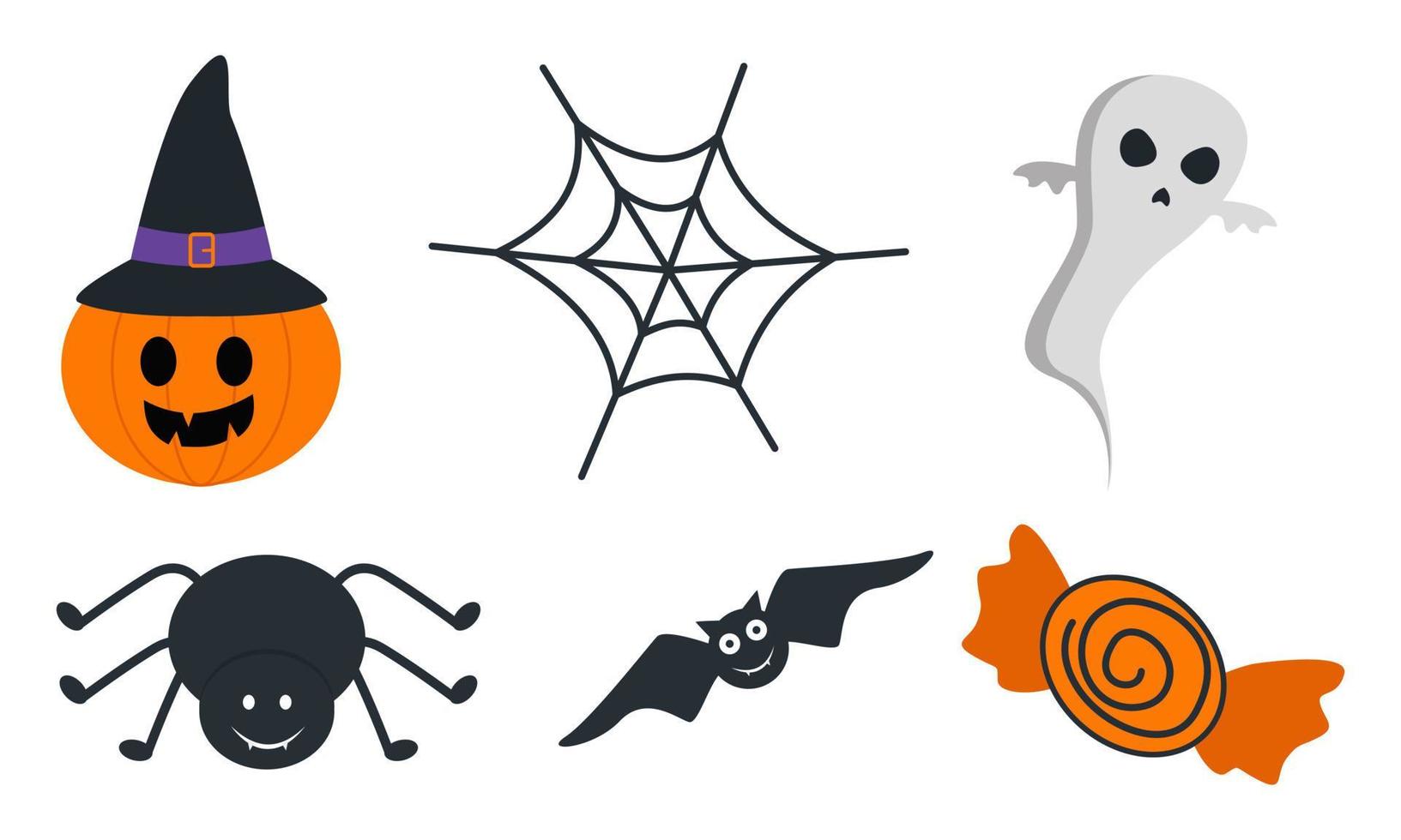 vector de fondo de colección de elementos de halloween plano