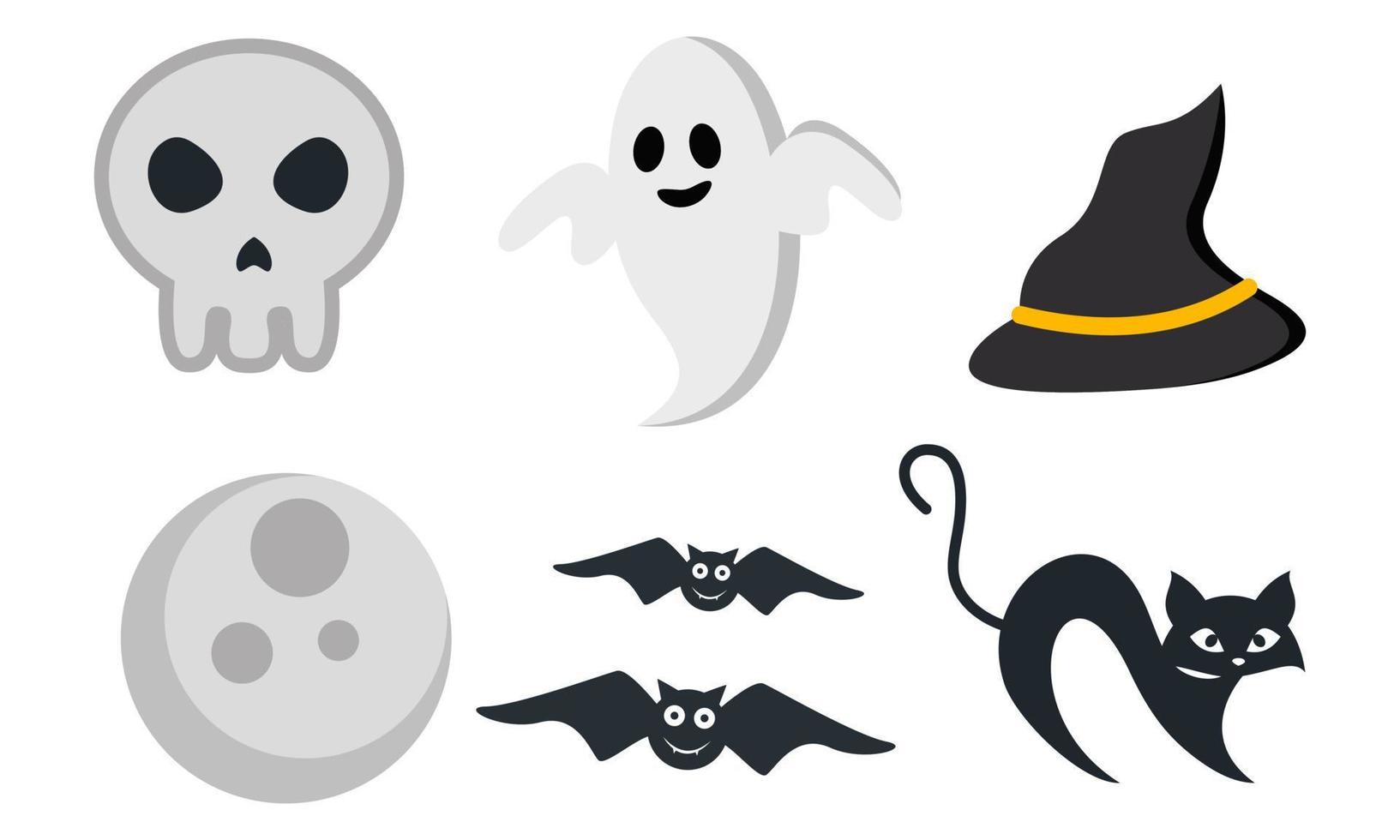 vector de fondo de colección de elementos de halloween plano