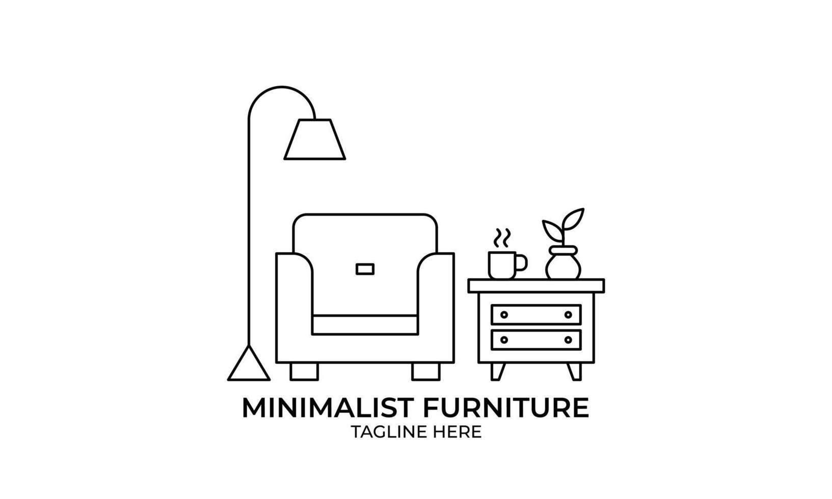 logotipo de muebles minimalistas, vector de logotipo de muebles de arte lineal