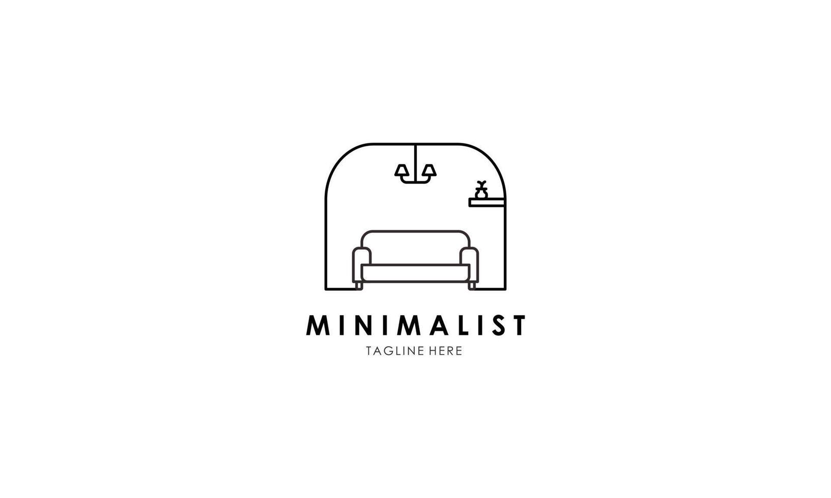 logotipo de muebles minimalistas, vector de logotipo de muebles de arte lineal