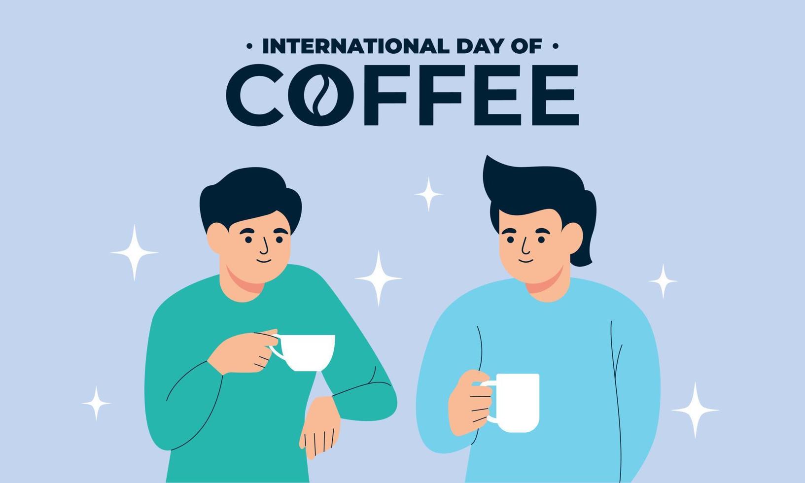 International day of coffee illustration hand drawn vector