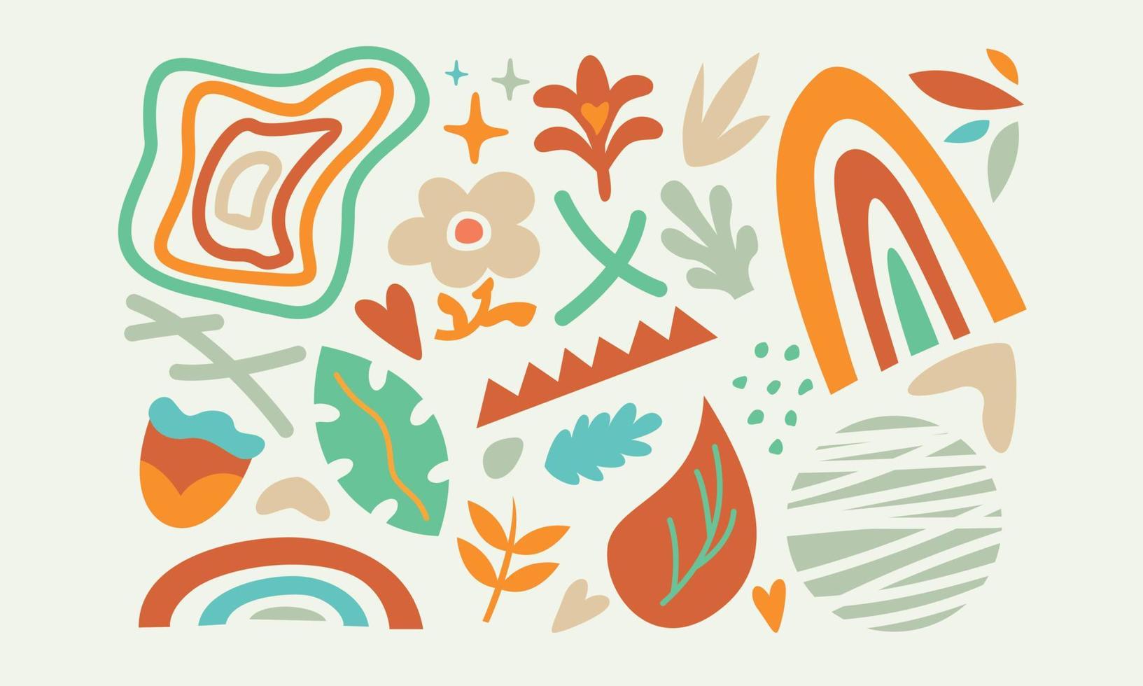 Modern trendy doodle and abstract nature icons vector illustration