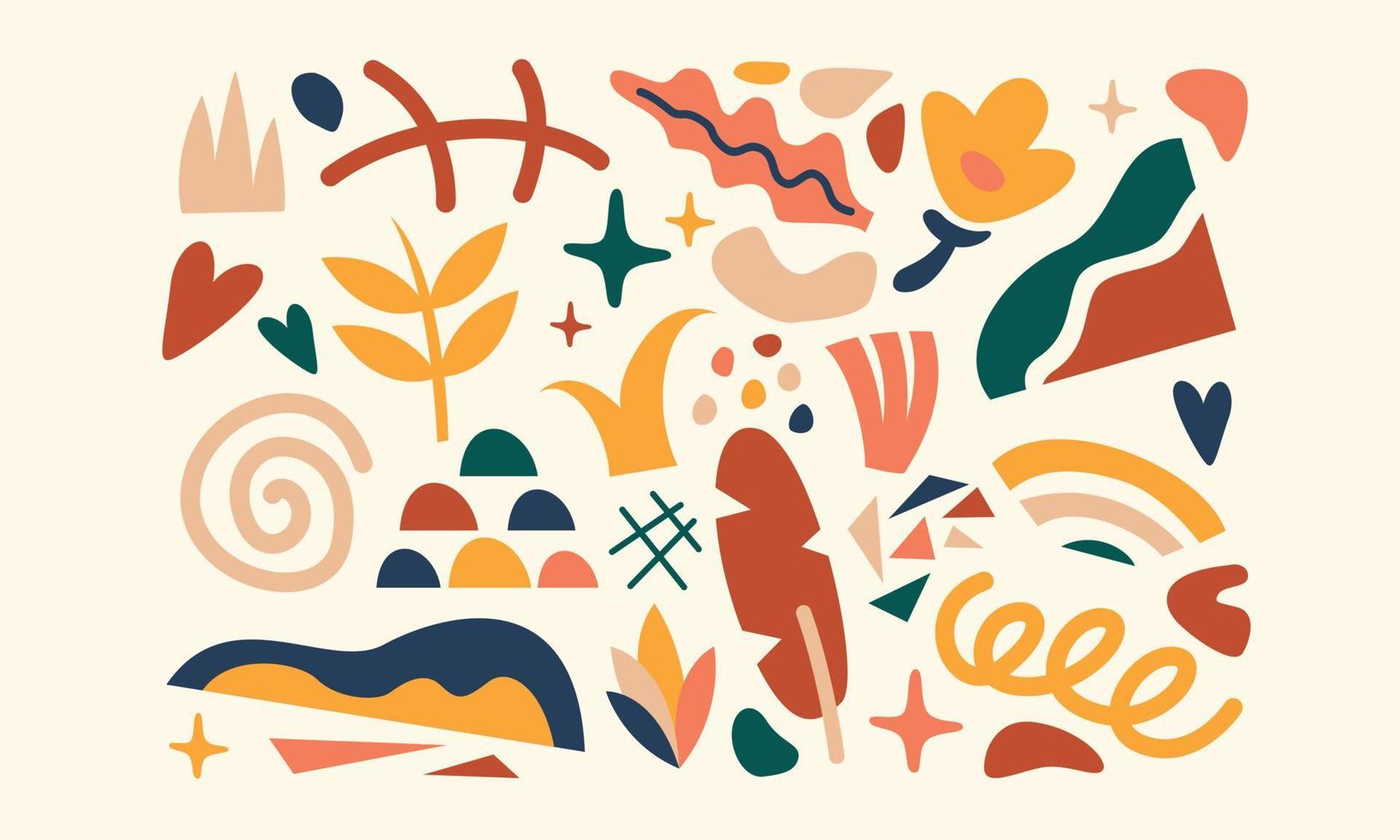 Modern trendy doodle and abstract nature icons vector illustration