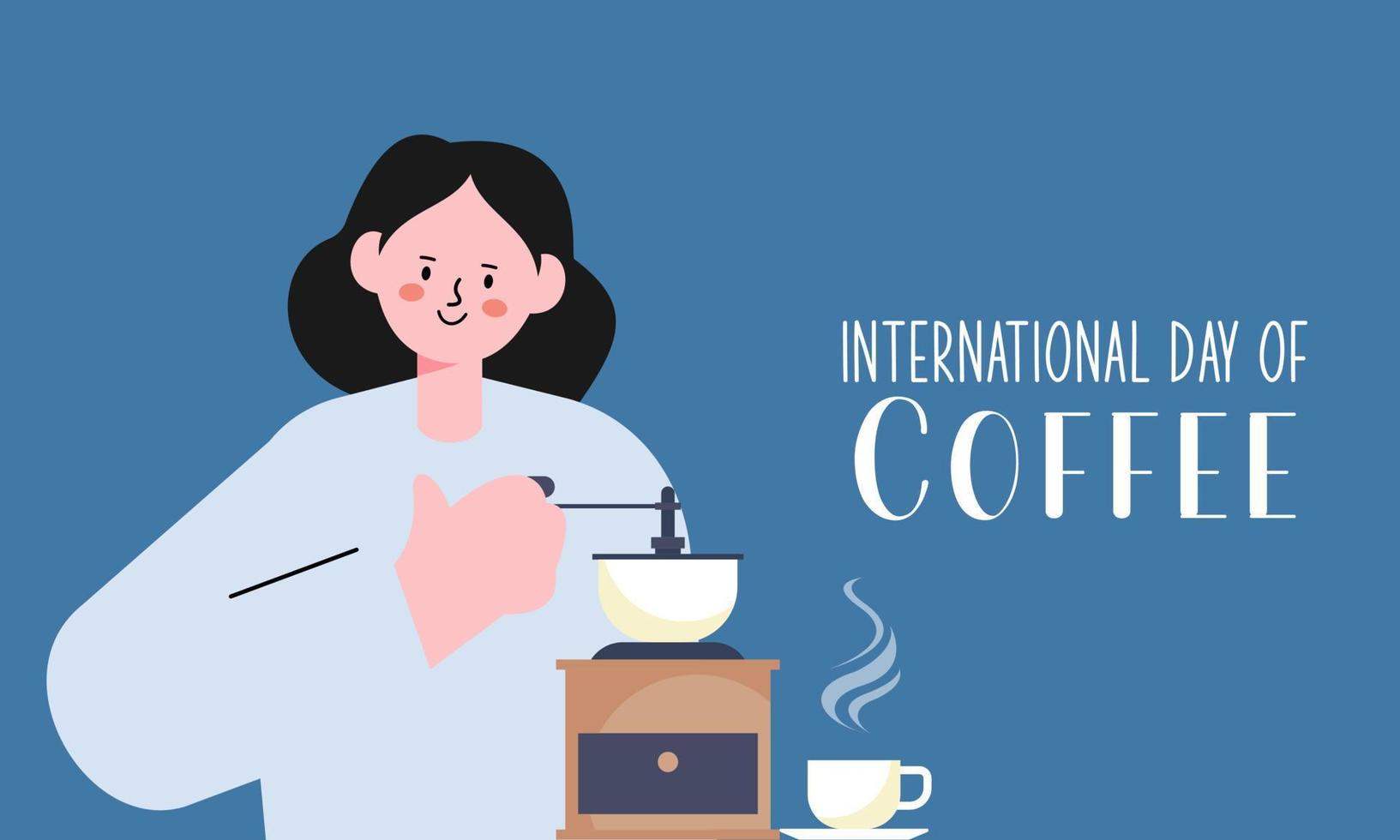 International day of coffee illustration hand drawn vector