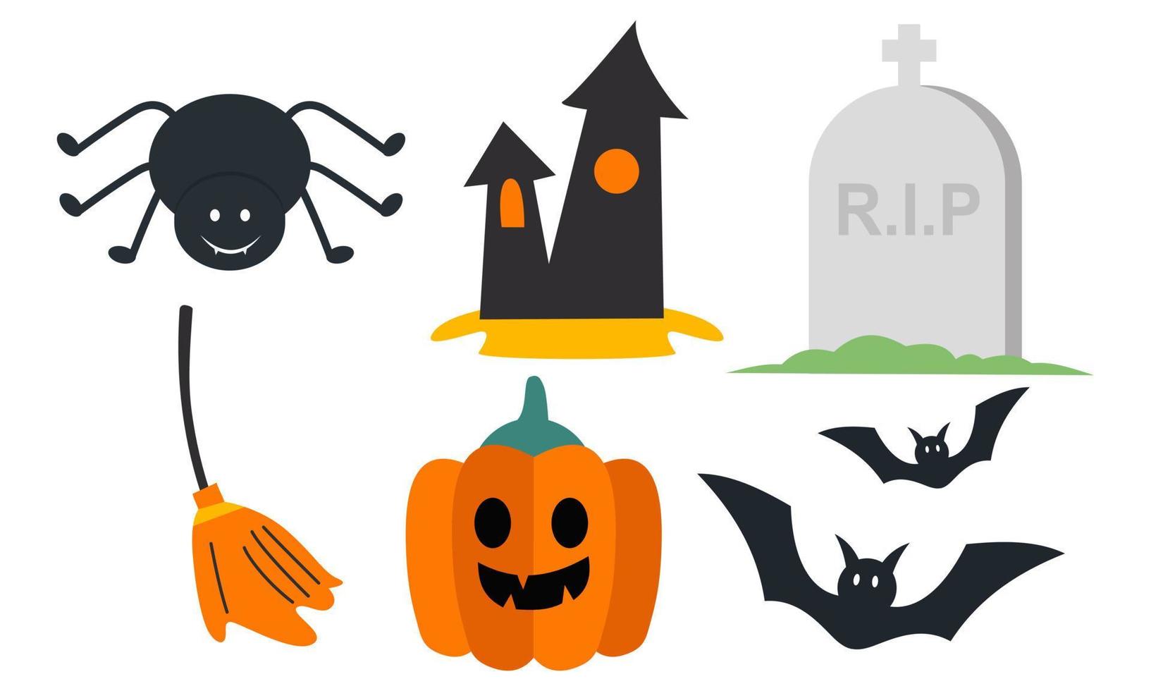 vector de fondo de colección de elementos de halloween plano