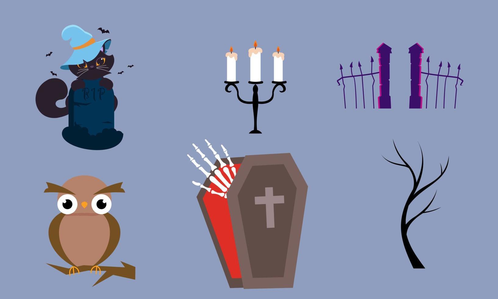 Flat halloween element collection background vector