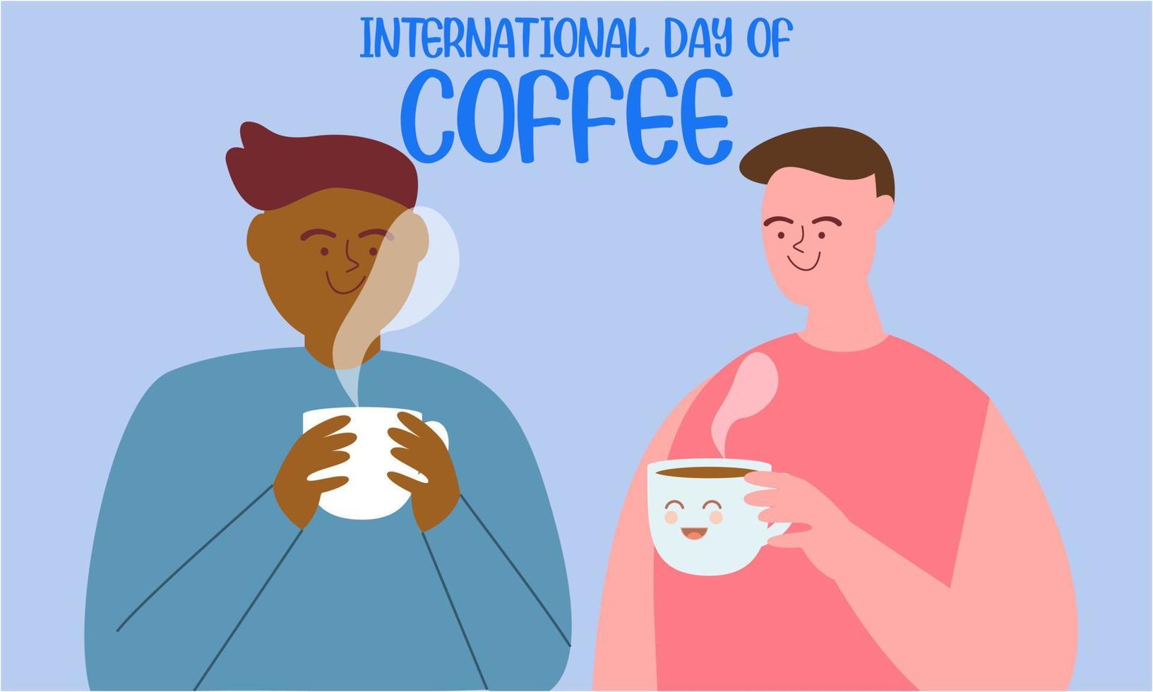 International day of coffee illustration hand drawn vector