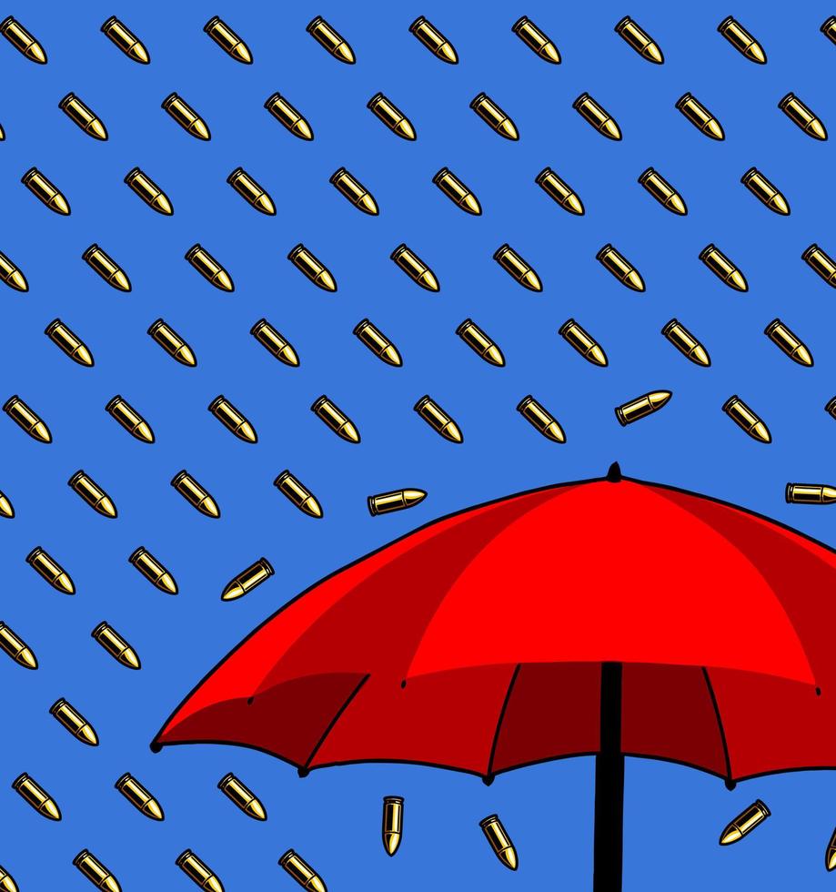 red umbrella and lots of bullets vector