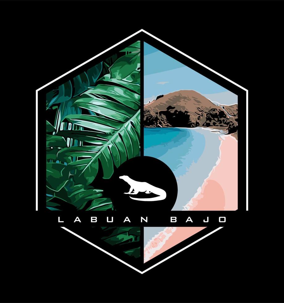 leaves and pink island in Labuan bajo vector