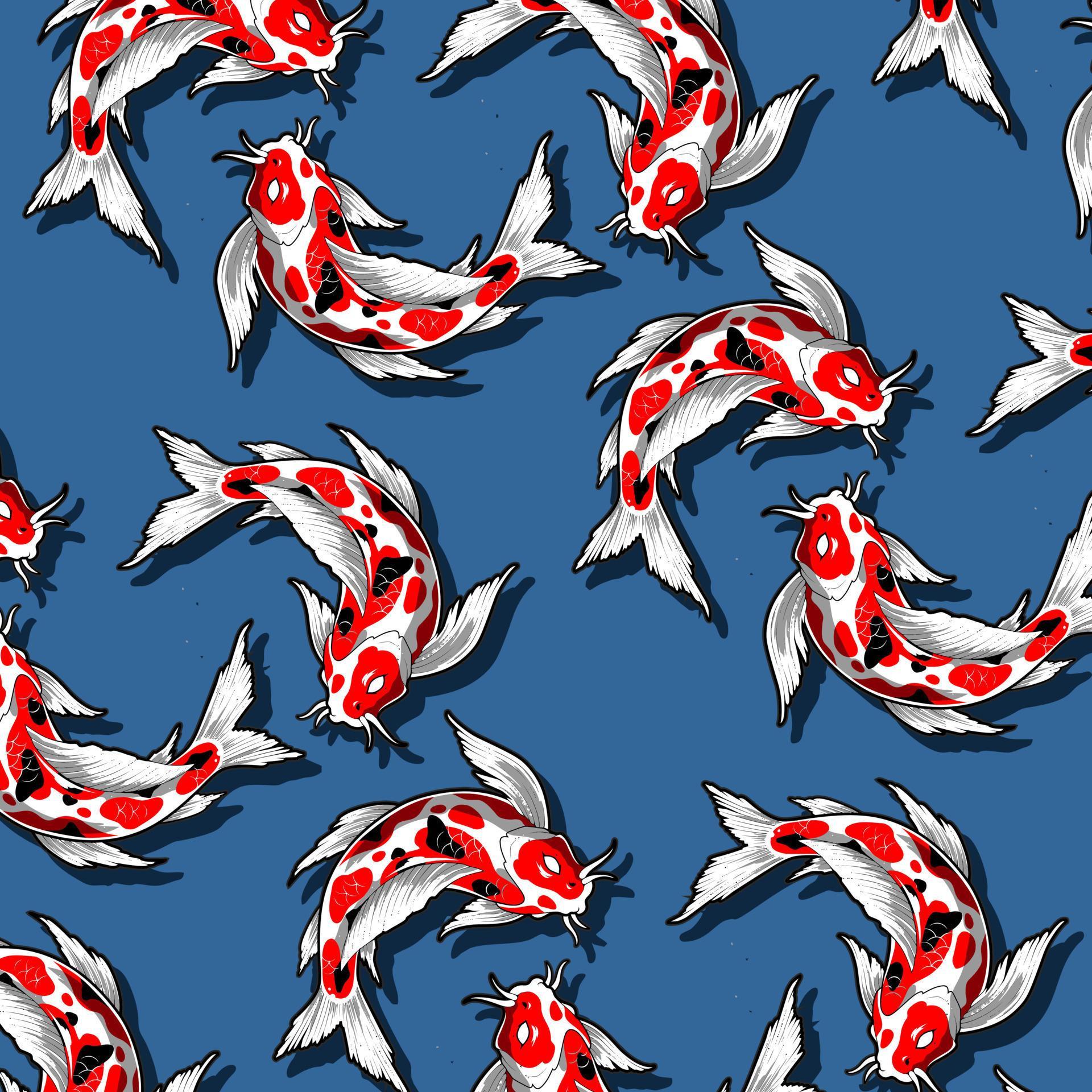 blue background koi fish pattern 10839173 Vector Art at Vecteezy