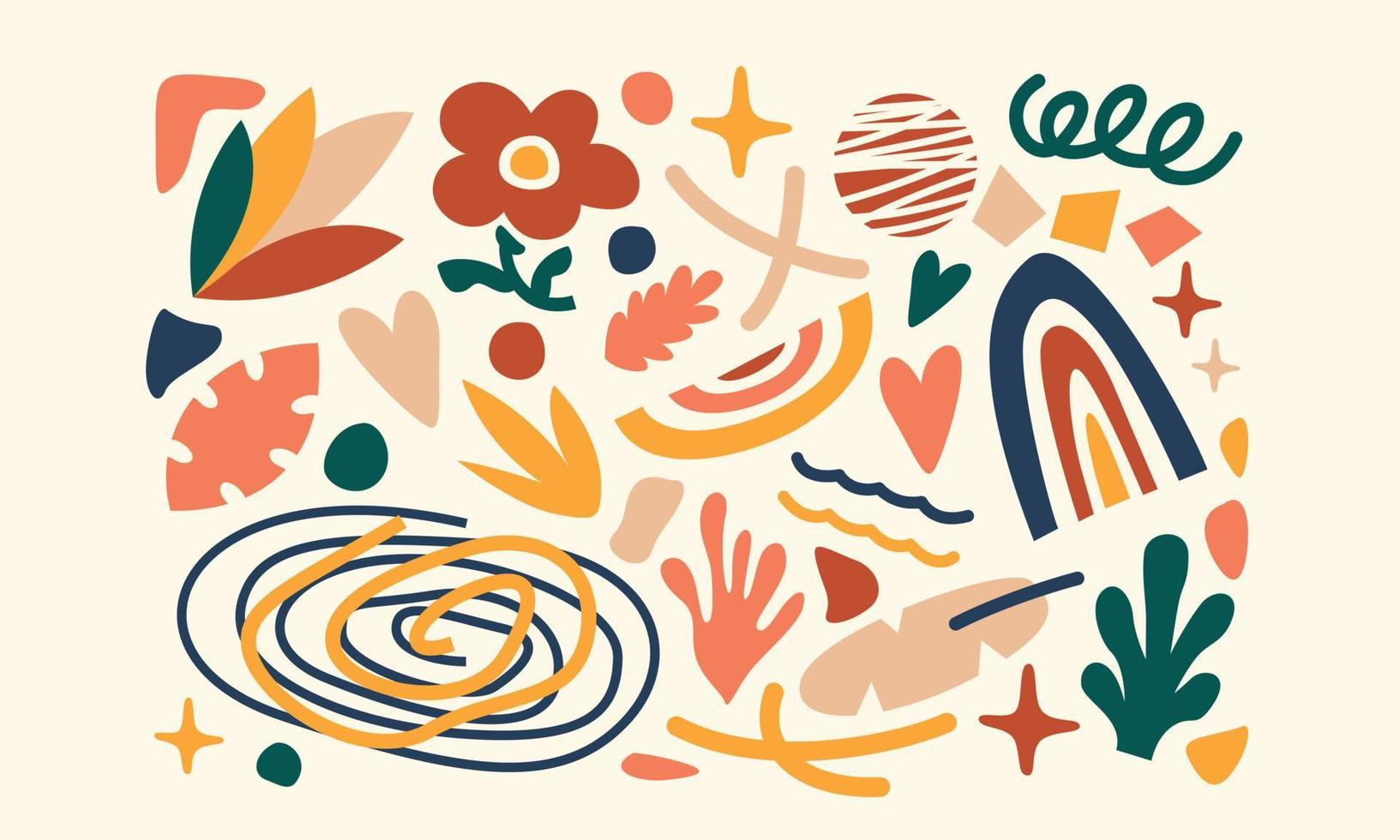 Modern trendy doodle and abstract nature icons vector illustration