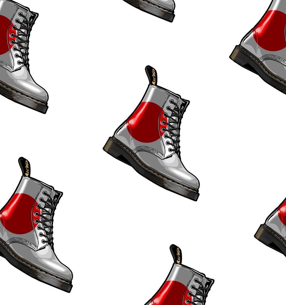 pattern boots japanese flag vector