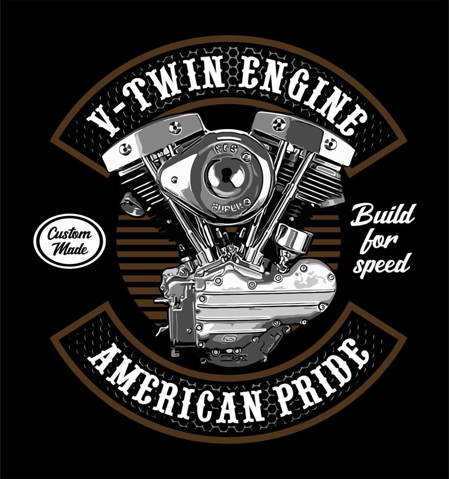 v-twin engine shovelhead vector