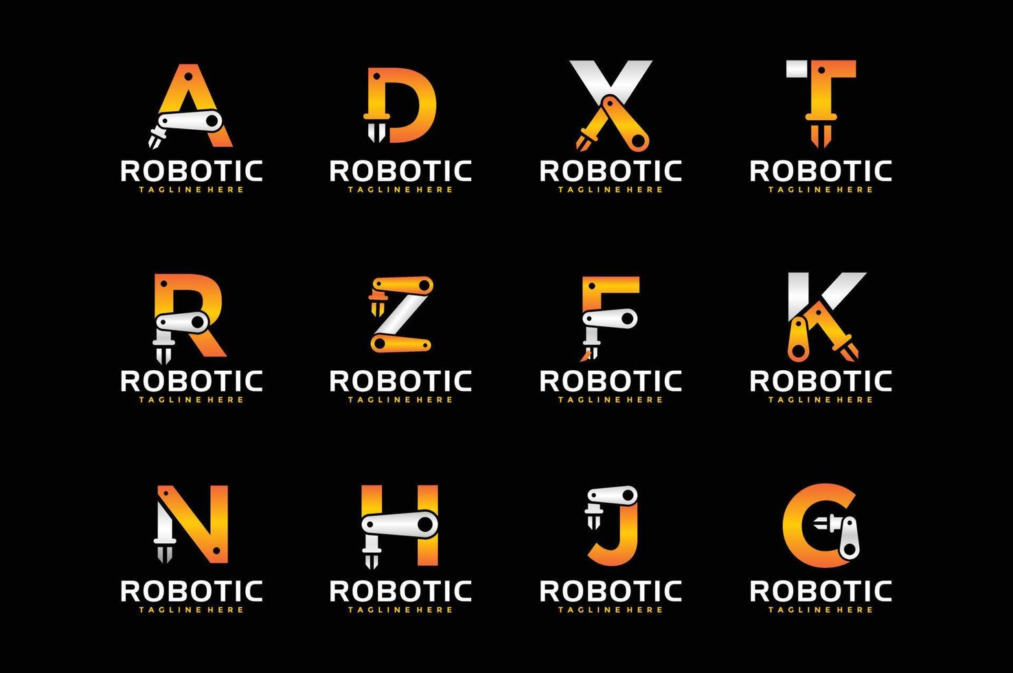 logotipo de paquete de robot de letra inicial vector