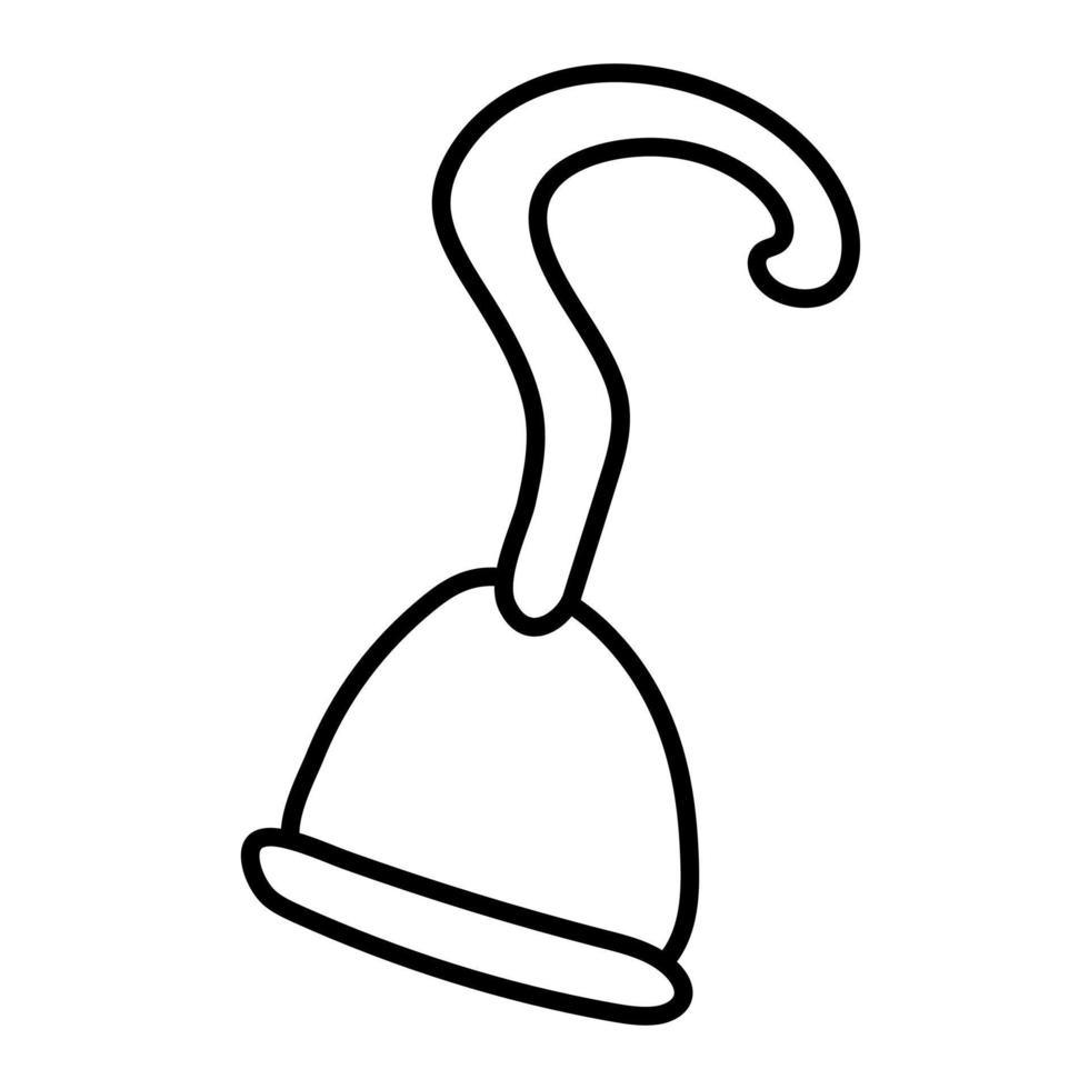 Pirate's hook isolated on white background. Doodle style. Vector illustration
