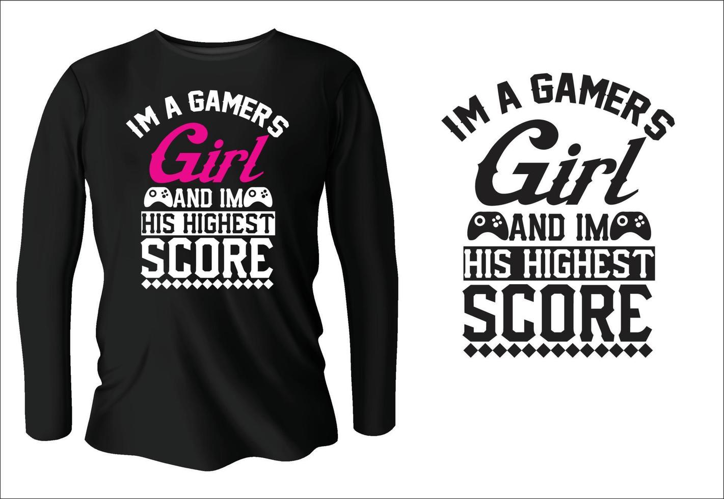 girls game Typography t-shirt design with vector