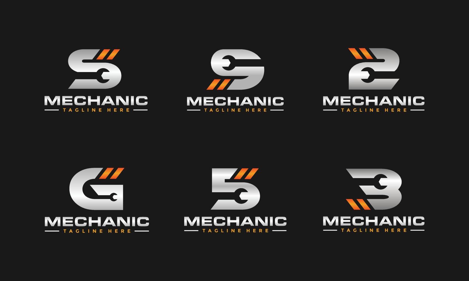 initial letter wrench bundle logo vector