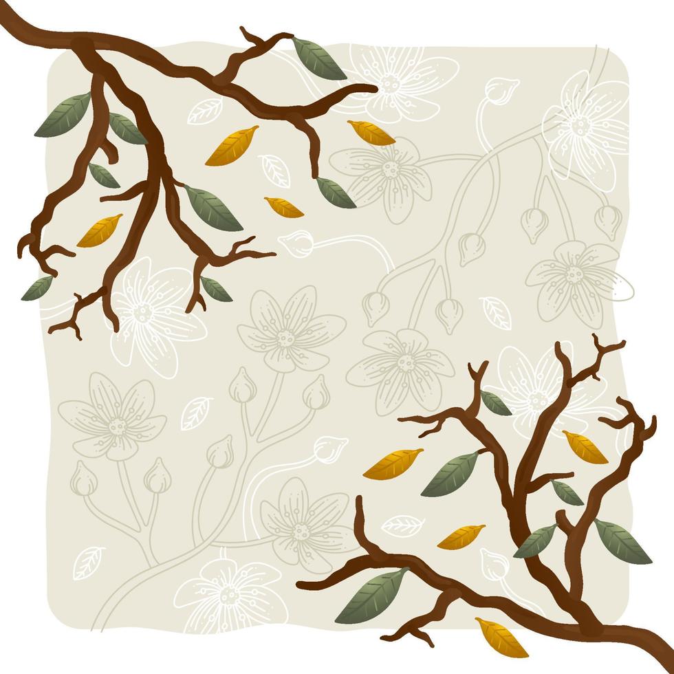Realistic Floral Doodle Illustrative Background vector