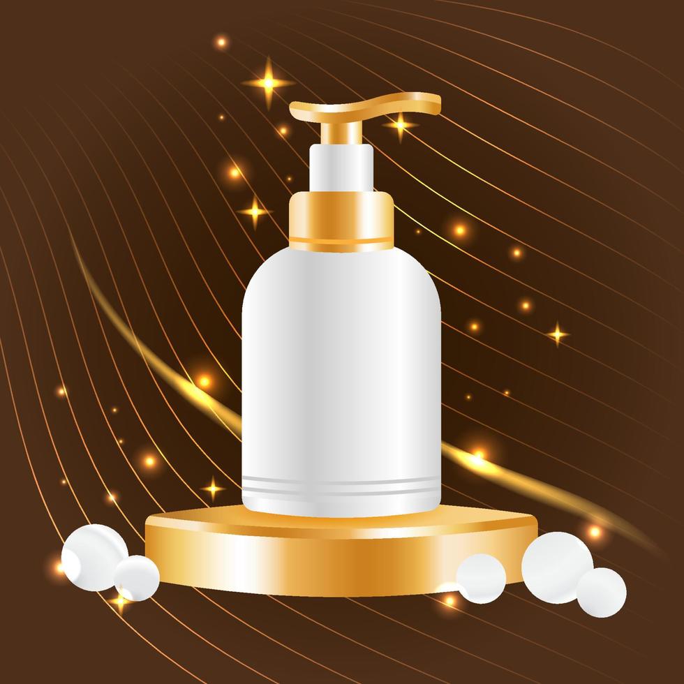 Realistic Gold Beauty Pump Bottle Template vector