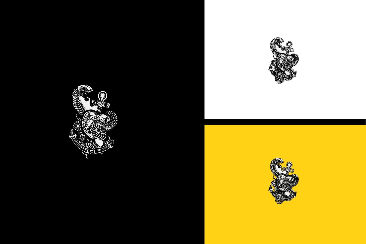 vector de serpiente y cabeza de tigre en blanco y negro