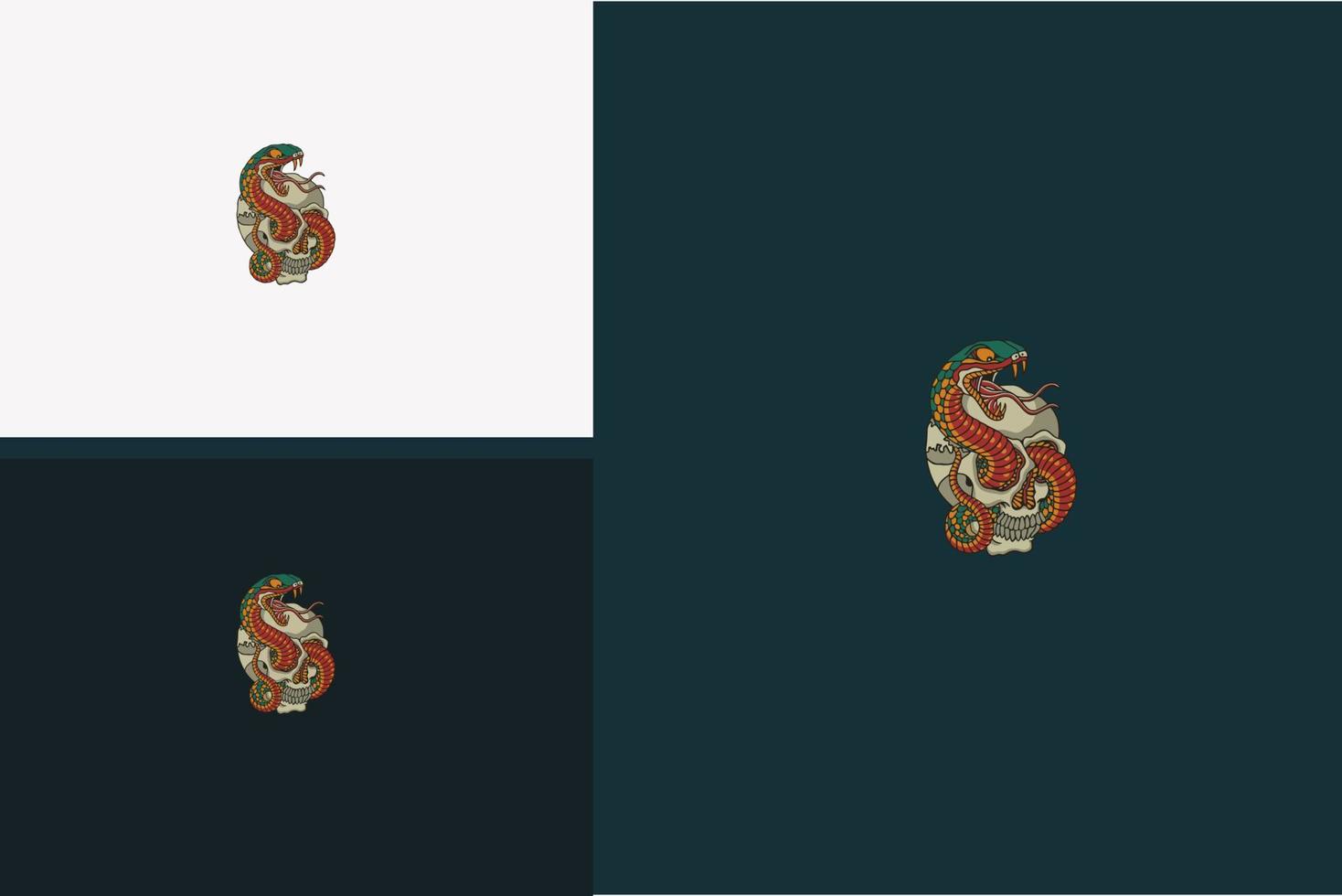 head skull and snake vector illustration design