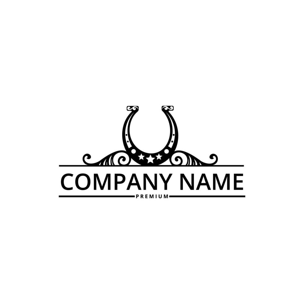 horseshoe or stable or blacksmith logo. Badge Vintage Horseshoe Logo Template Vector