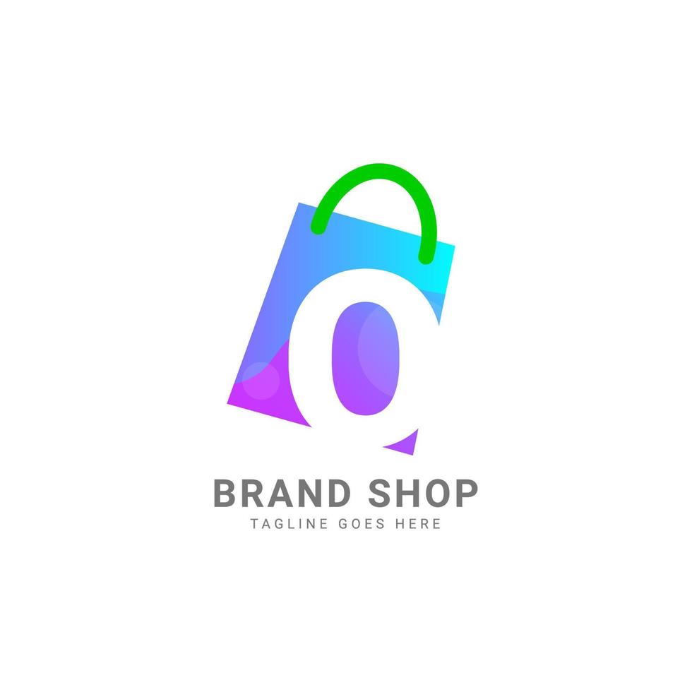letter O trendy shopping bag vector logo design element