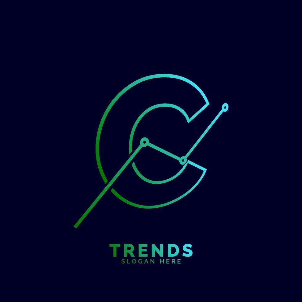 dynamic outline letter C trends statistic vector logo design