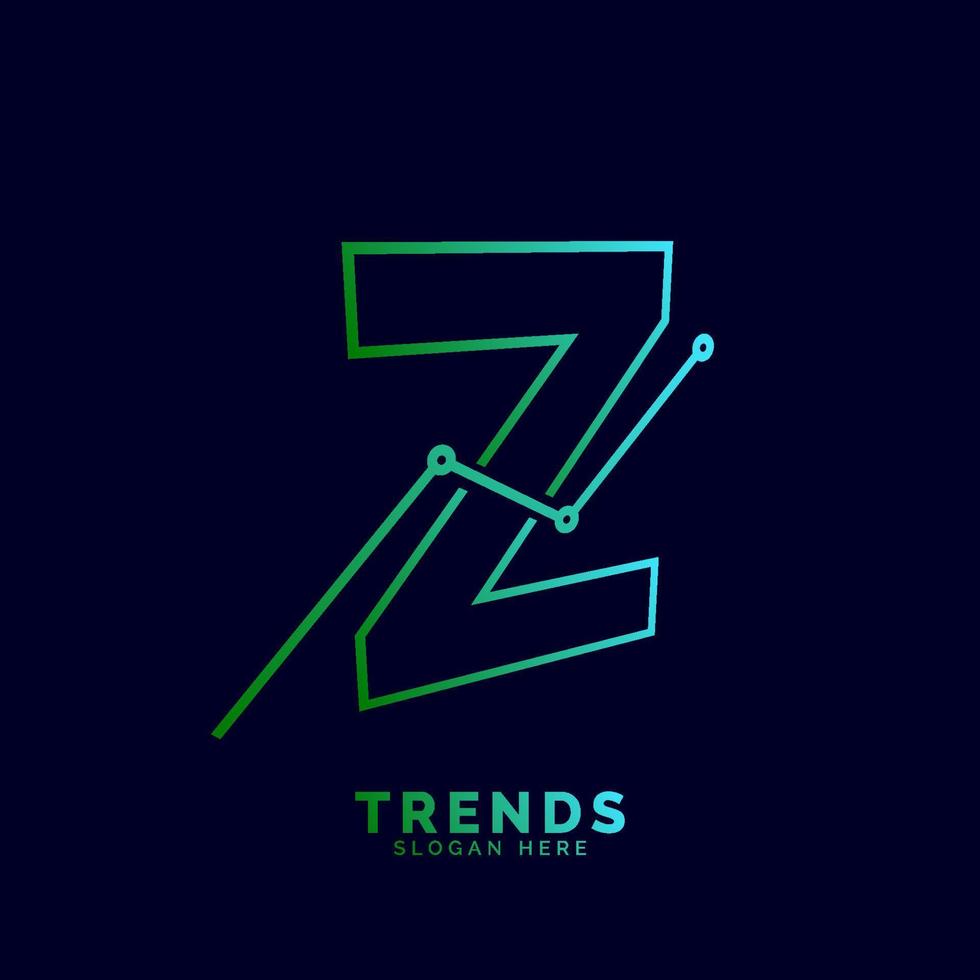 dynamic outline letter Z trends statistic vector logo design
