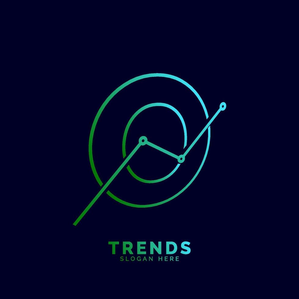 dynamic outline letter O trends statistic vector logo design