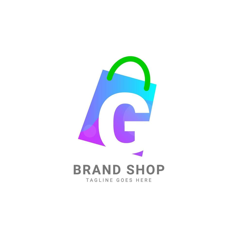 letter G trendy shopping bag vector logo design element