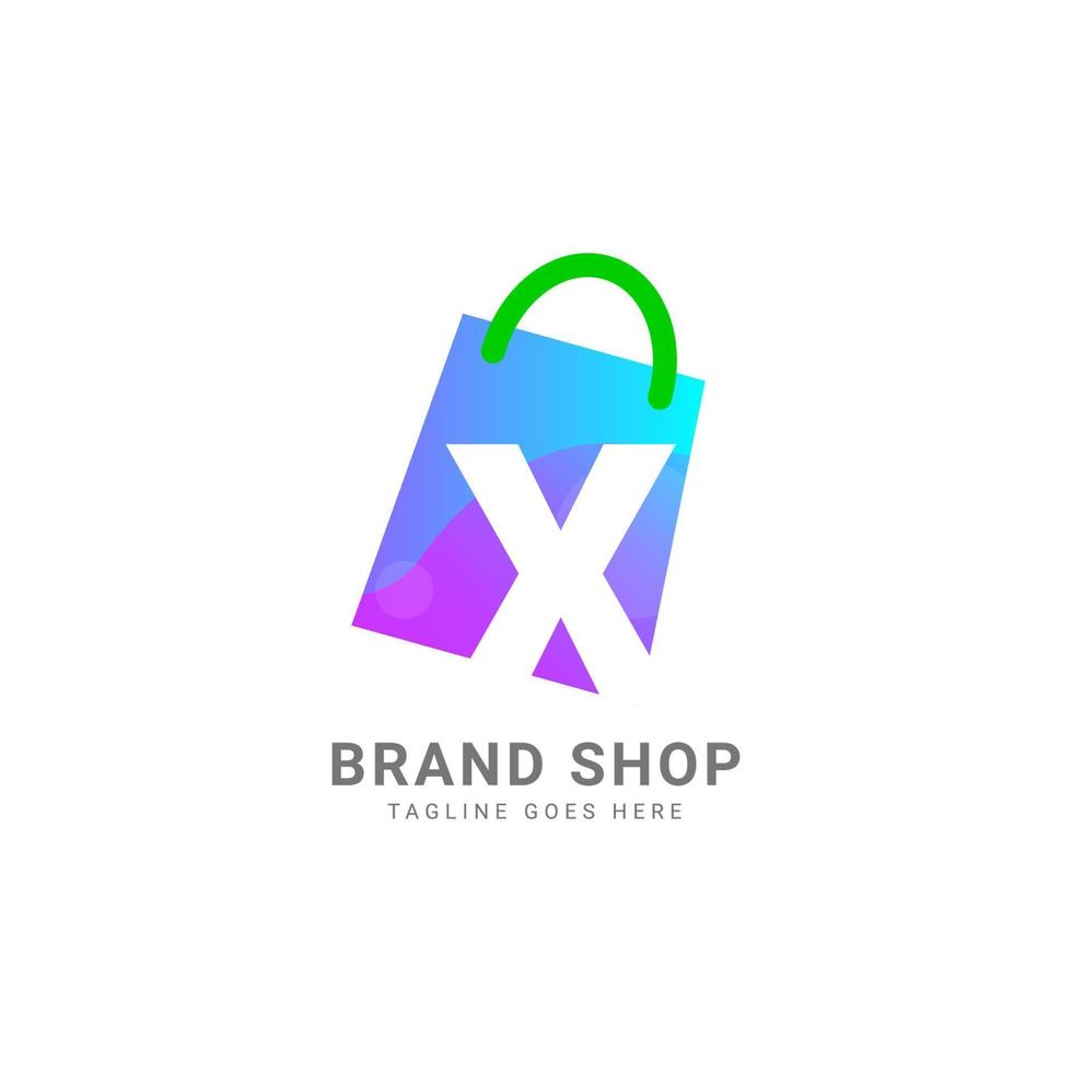 letter X trendy shopping bag vector logo design element