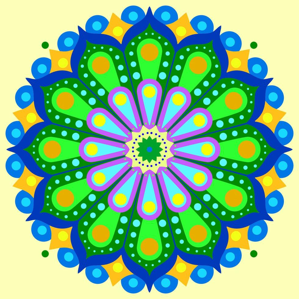 colorful round trippy mandala vector design for web or print background decoration