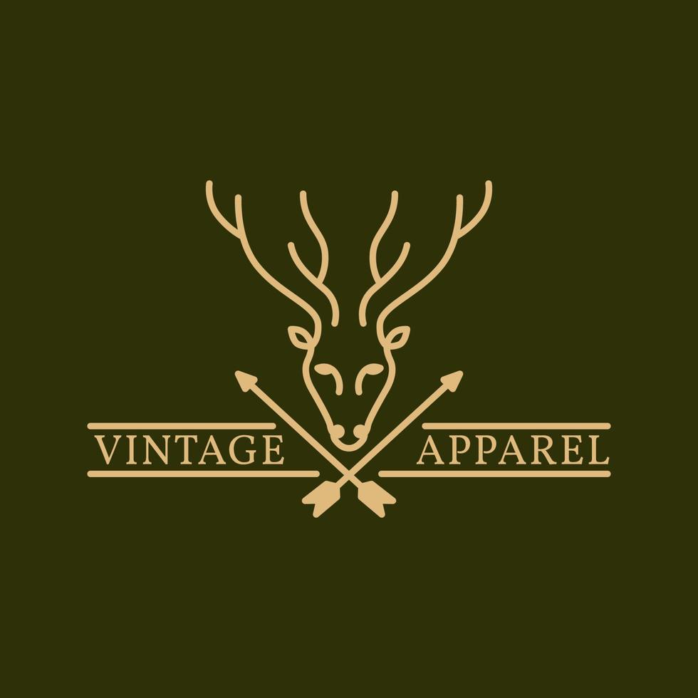 deer and arrow vintage monoline vector logo design