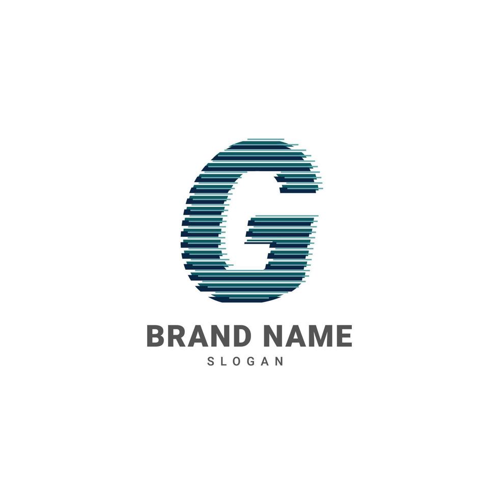 letter G optic illusion logo, trendy glitch alphabet brand vector